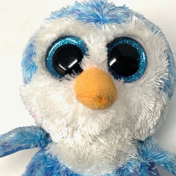 Ty Beanie Boo Penguin named Ice Cube 6" Glitter Eyes Blue - Picture 3 of 5
